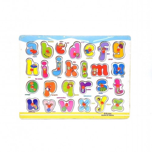 Little Grin English Alphabets Wooden Puzzle With Pegs - Small Letters  (26 Pieces)